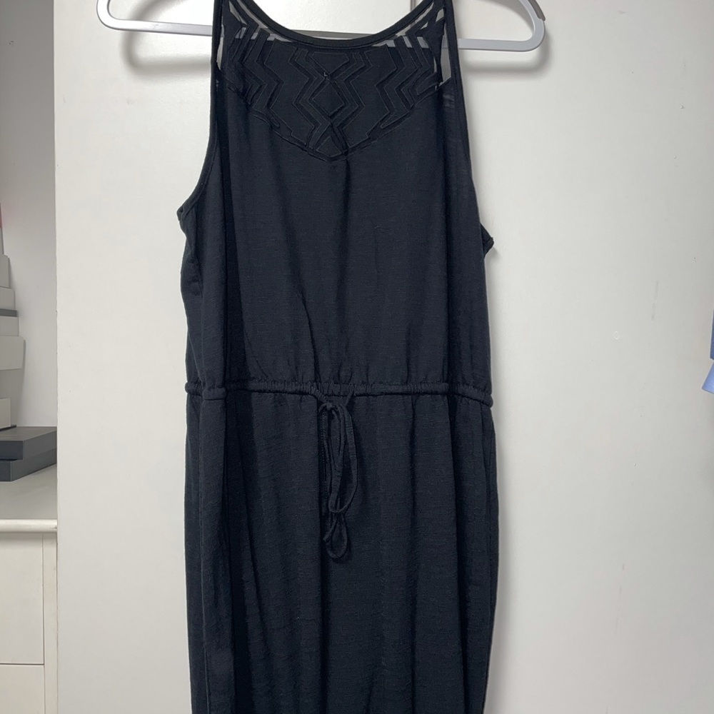 Mossimo maxi dress black, sheer Aztec design neck